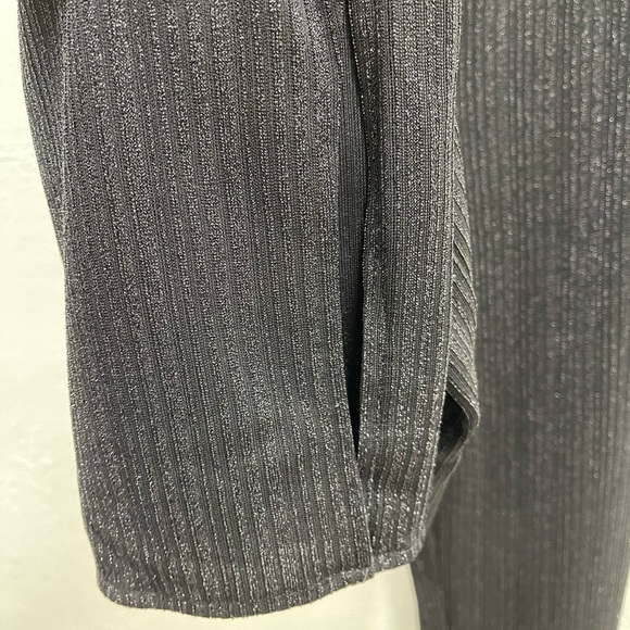 Reformation Largo Side Slit High Rise Metallic Black Pants - Picture 5 of 6